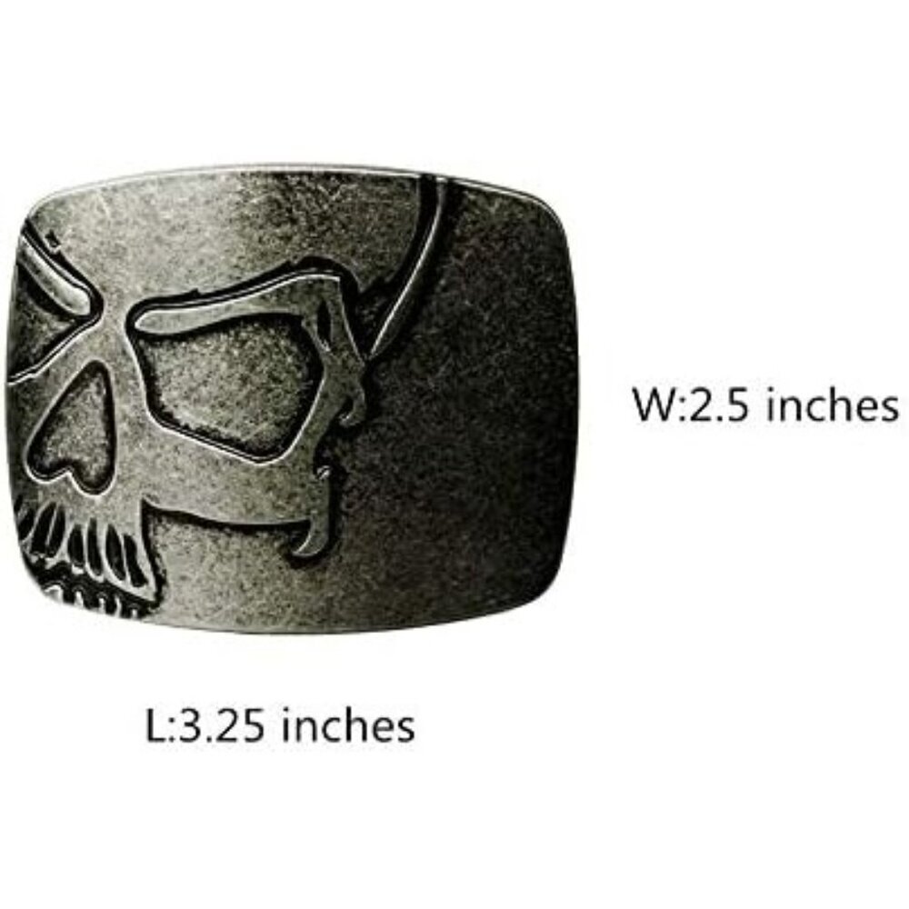 🆕Men's Silver Belt Buckles Of Ghost Skeleton Pirate Skull Design Cowboy Style - Picture 4 of 6
